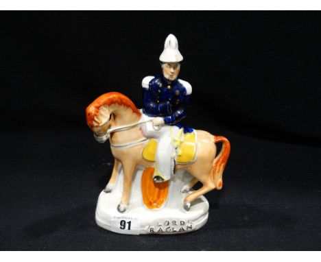     A Staffordshire Pottery Equestrian Portrait Figure Of Lord Raglan               