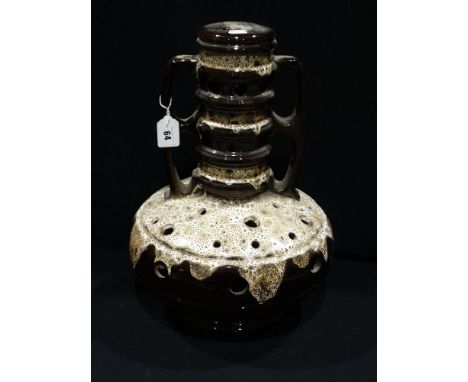     A West German Pottery Two Handled Table Lamp Base (AF)                          