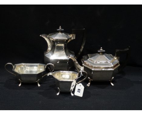 A Four Piece Sheffield Plate Tea Service