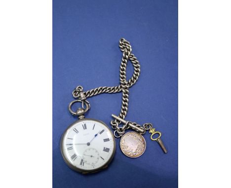 A 19th century French silver pocket watch, by Dimier Freres & Co, having 4.5cm white enamel dial numbered 15939 and decorated