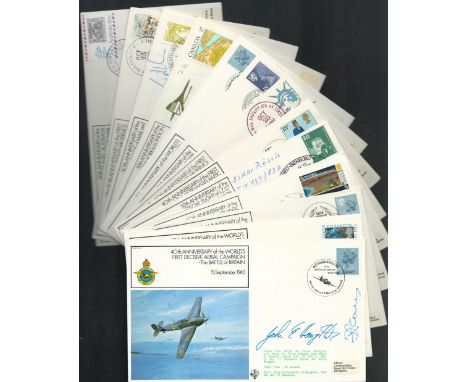 Signed & Flown FDC Collection of 26 Signatures include Sqn Ldr G H Mackay, Wg Cdr P T Squire, Lt Gen De Smet (Belgian Air For