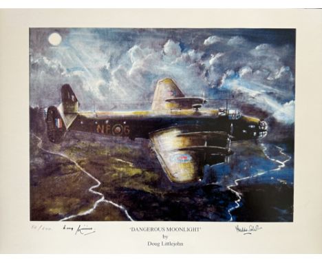 WW2 Colour Print Titled Dangerous Moonlight by Doug Littlejohn. Limited 54 of 500. Signed in Pen by Doug Littlejohn the Artis