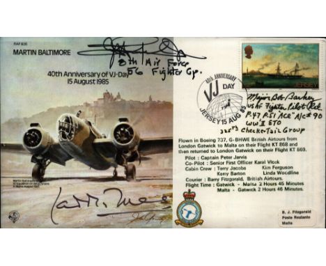  40th Anniversary of VJ - Day Signed by Wg.Cdr. Laddie Lucas Plus 2 USA Ace's Signed by Wg.Cdr. Laddie Lucas 249 Sqn WW11 ace