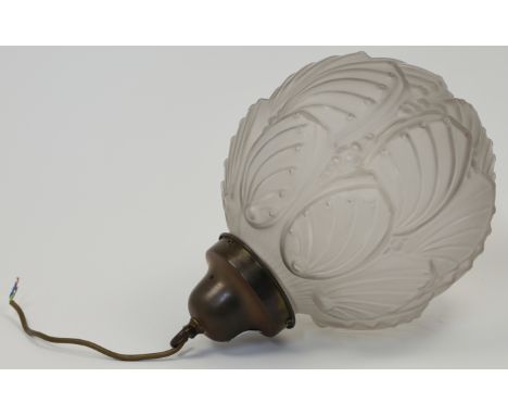 An Art Deco frosted glass ceiling light, approx. 28cm highIt is the buyer's responsibility to ensure that electrical items ar