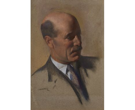 James Stroudley, British 1906-1985- Portrait of a man, 1944; pencils and chalk, signed and dated lower left 'Stroudley 44', 5