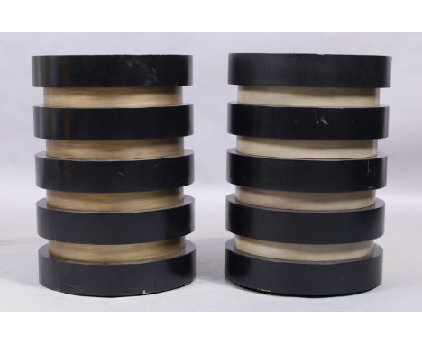 A pair of ebonised and part gilt stools/plinths, 58cm high (2)Condition Report:  light scratches and knocks to wood
