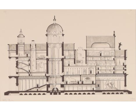 Pablo Bronstein,Argentinian b.1977- Museum section with artwork;  ( VAT charged on Hammer Price)offset lithograph,signed and 