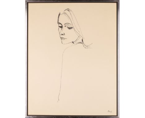 Antoni Manzi, Italian b.1953- Portrait of a girl; charcoal on paper, signed lower right 'Manzi', 87.5 x 68.9 cm (ARR)Conditio