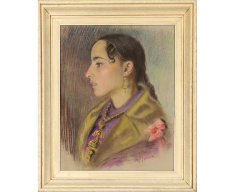 Bruno Beran, Austrian 1888-1979- Portrait of a girl; pastel on paper, signed lower right, 49.5 x 39 cm (ARR) 