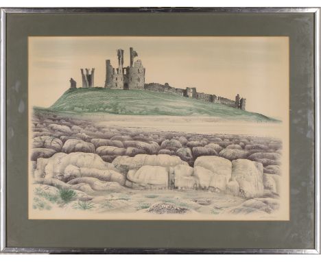 David Gentleman,
British b. 1930-

Dunstanburgh Castle,1973;&nbsp;

lithograph in colours on paper,
signed in pencil,&nbsp;
i