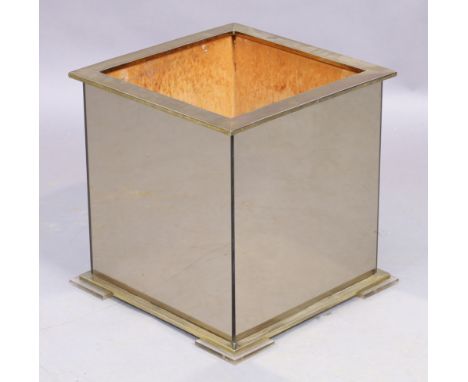 A 1970's brass and mirrored glass planter/box, raised on perspex feet, 44cm high, 43cm wide, 43cm deepCondition Report:  oxid