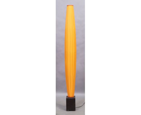 A 'Colonne' standard lamp by Dix Heures Dix, of recent manufacture, with orange fabric shade, on wooden block base, 167cm hig