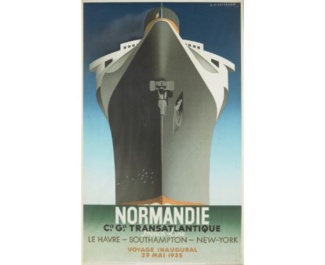 After Adolphe Mouron Cassandre,French 1901-1968,Normandie;offset lithographic poster on wove,image: 100 x 62 cm,(framed)(ARR)