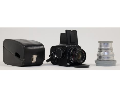 A Hasselblad 500 C/M medium format SLR camera, 1974, serial no. UI 162031, back no. UI 460493, with Carl Zeiss Planar T* 80mm