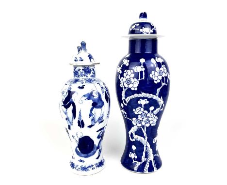 A Chinese blue and white porcelain baluster vase, late 19th century With four character Kangxi mark, height 28cm, width 10.5c