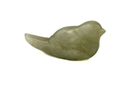 A Chinese pale jade and russet carved bird, Qing Dynasty. Height 2.5cm, length 5.5cm, depth 2cm.From the estate of Frederic L