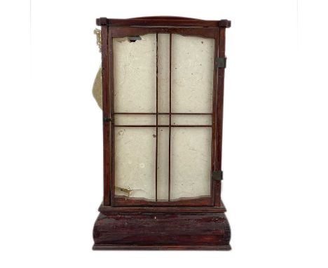 A Japanese stained pine lantern, early-mid 20th century. Signed on underside, converted for electricity, height 43.5cm, width