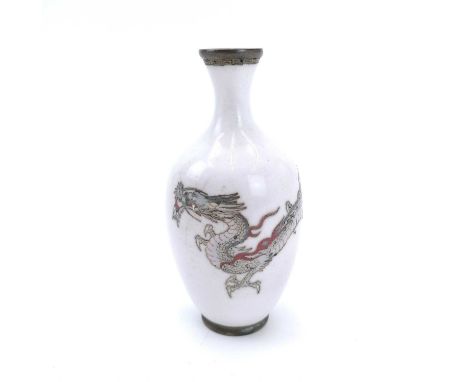 A Japanese cloisonne vase, circa 1900. Decorated with a dragon, height 12.5cm.From the estate of Frederic Lipscombe.Frederic 