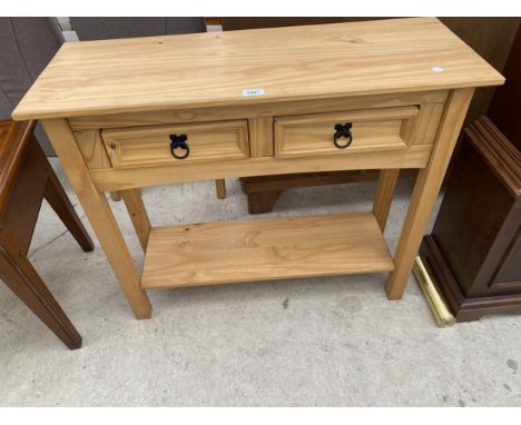 A MODERN MEXICAN PINE CONSOLE TABLE, 34.5" WIDE 