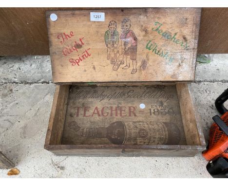 A VINTAGE MONGRAMED TEACHERS WHISKEY BOX 