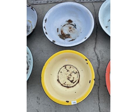 TWO LARGE ENAMEL WASH BOWLS 