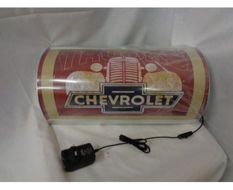 A CHEVROLET LIGHT UP WALL MOUNTED SIGN 