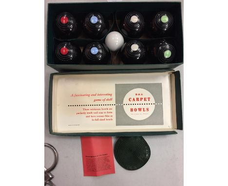 A COMPLETE BOXED SET OF B &amp; A CARPET BOWLS 
