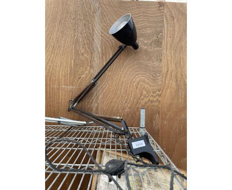 A VINTAGE BLACK ANGLE POISE LAMP WITH WALL BRACKET TO BASE 