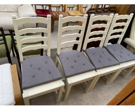 A SET OF FOUR IKEA 'JUSTINA' LADDER BACK DINING CHAIRS 