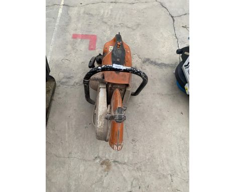 A STIHL TS410 PETROL ENGINE STONE CUTTER BELIEVED IN WORKING ORDER BUT NO WARRANTY 