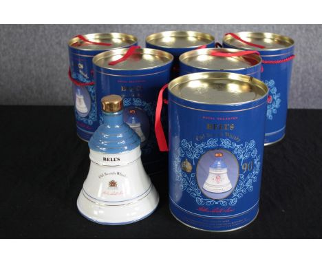 Bell's Whisky. A case of six unopened presentation decanter bottles. Special edition, issued 1990 to commemorate The Queen Mo