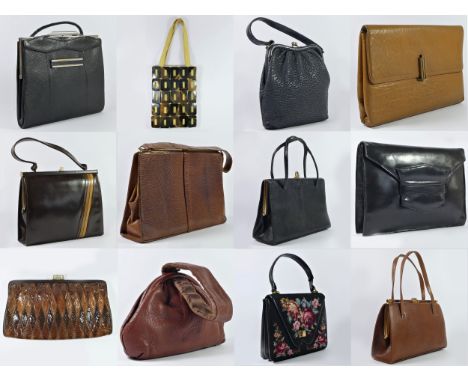 A collection of twelve vintage handbags, to include brands such as Russel and Bromley, Jane Shilton, Freedex, Middx and other