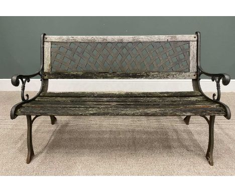 PLUS LOT 43 - CAST IRON &amp; TEAK SLATTED GARDEN BENCH, 80cms H, 125cms W, 64cms DProvenance: deceased estate Denbighshire