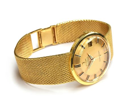 An Omega Constellation Chronometer 18ct gold gent's bracelet calendar wrist watch, cal.561 24J automatic movement numbered 24