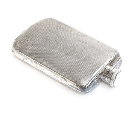 An engine turned silver hip flask by A Nicholls &amp; Son Ltd, London 1949monogrammed 'H.N.B 1951', 6.8ozt 