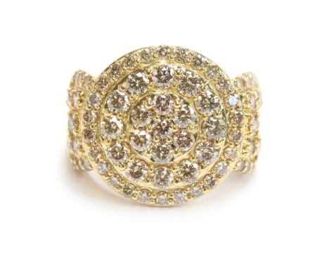 A 9ct gold target cluster ring set with Argyle diamonds totalling 2cts, size N 1/2, 6.1g 