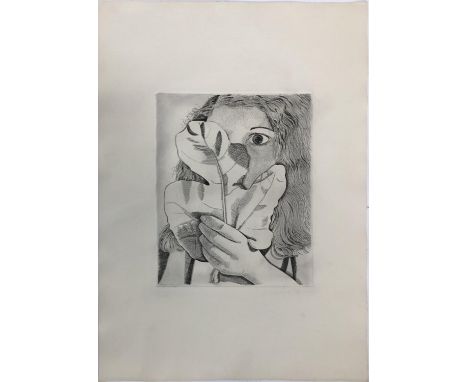 Lucian Freud (1922-2011), 'Girl with a Fig Leaf', etching, approx 29.5x23cm