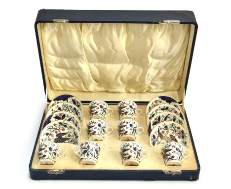 A rare Royal Worcester cased coffee service c.1940, in the 'Independence 1776' pattern, based on an 18th century design each 