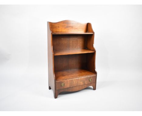 A Modern Mahogany Three Shelf Galleried Waterfall Bookcase, 53.5cms Wide and 84cms High 