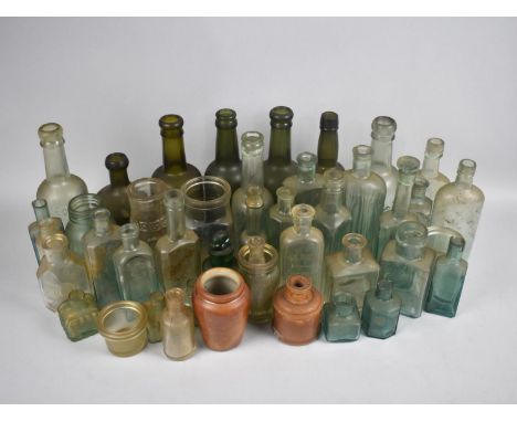 A Collection of Various Vintage Glass Bottles and Pots etc 