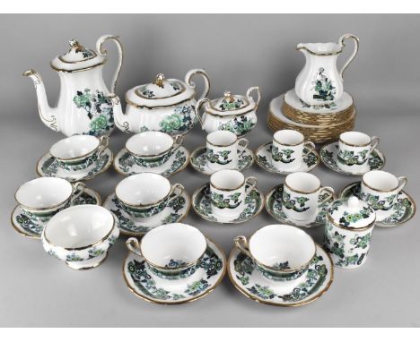 A Large Jannie Hayes Studio Ceramics 'Chartreuse' Pattern Tea and Coffee Service to Comprise Tea Pot, Coffee Pot, Milk Jug, L