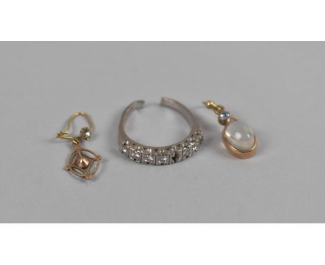 A Collection of Gold and Gold Coloured Metal Jewellery to comprise 18ct White Gold and Diamond Ring, (Missing Two Stones and 