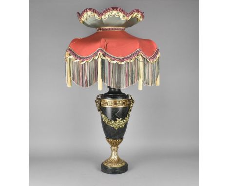 A Large Vase Shaped Table Lamp in the French Style Complete with Ornate Multi Coloured Shade, Overall Height 80cm high 