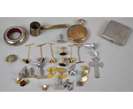 A Collection of Various Jewellery Items to include Gold Plated Pocket Watch Case (AF) Cufflinks, Yardley Compact Etc 