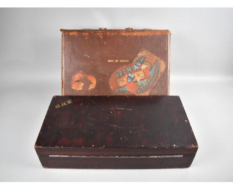 A Vintage Leather Document Case for the Govt. of Canada together with a wooden bo monogrammed C.A.R. 