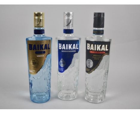 Three 50cl Bottles of Baikal Premium Russian Vodka 