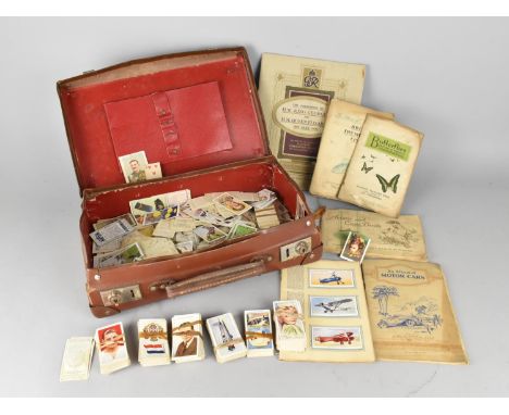 A Small Vintage Travel Case Containing Various Cigarette Cards, Loose and Book Examples Etc 