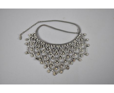 A Vintage Rhinestone and Faux Pearl Mounted Bib Necklace in Vintage Box for Dixon-Phillip Diamond Merchant, Liverpool 