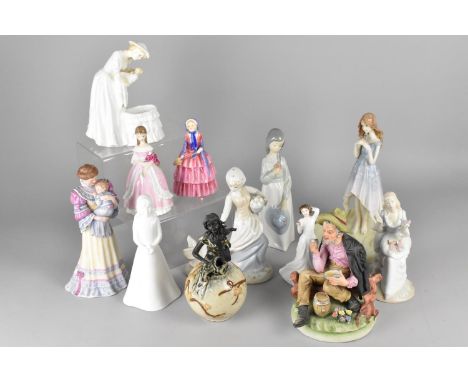 A Collection of Various Ceramic Figures to Include Royal Doulton Mother and Baby, Coalport The Bridesmaid, Royal Worcester Mo
