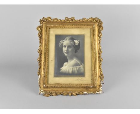 A Vintage Easel Back Gilt Photo Frame Containing Black and White Photographs of a Young Girl, Substantial Condition Issues, 2